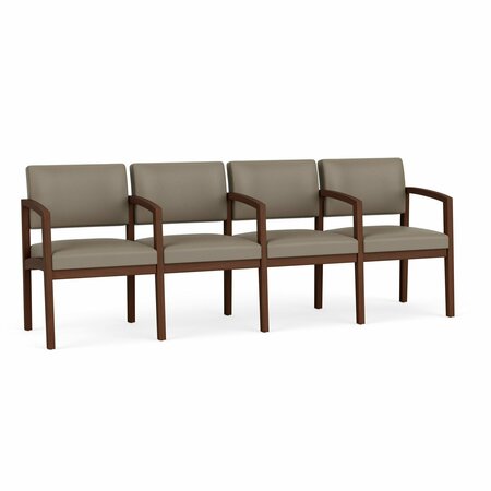 LESRO Lenox Wood 4 Seat Tandem Seating Wood Frame, Walnut, MD Farro Upholstery LW4103